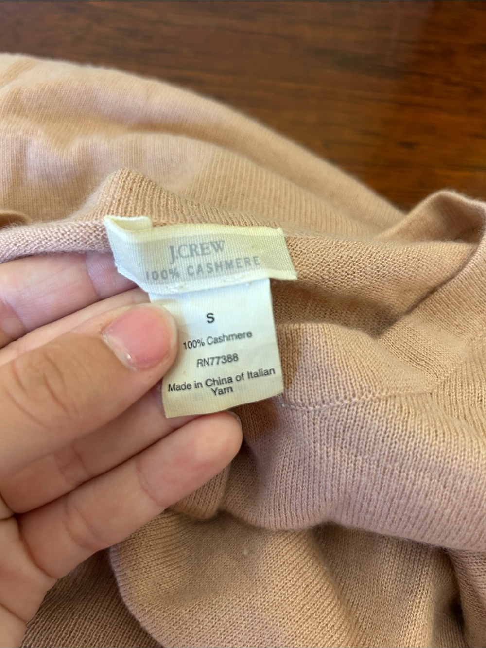 J.Crew 100% Cashmere Cardigan Blush Pink Scalloped Hem Size S - Picture 3 of 5